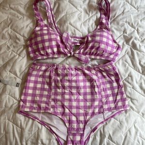 EUC lilac gingham J.Crew bikini set M